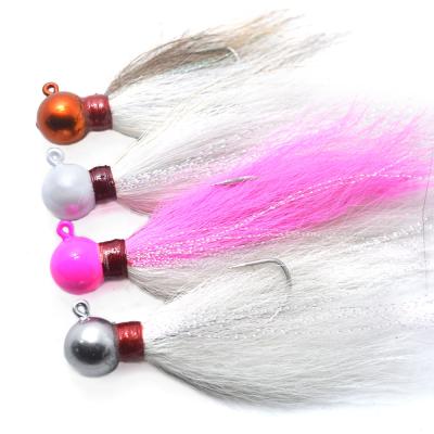 China Circular Bucktail Jig Kmucutie Lead Jig Lure Builds Stripers Bass Stripers Bucktail Jig For for sale