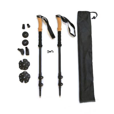 China 100% Cork+ EVA Entai Walking Stick Carbon Fiber Nordic Telescopic Trekking Pole Folding Poles With Flip Lock for sale