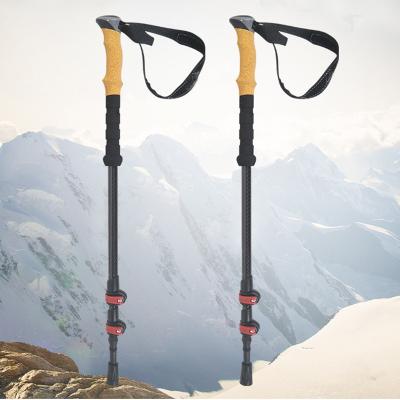 China Cork+ EVA Entai Lightweight Aluminum 7075 with Carbon Texture Surface Telescope Poles Foldable Walking Rise Trekking Poles for sale