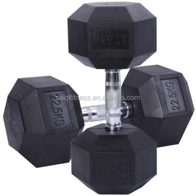 China Weight Lfiting Factory Direct Sale Rubber Coated Hex Dumbbell Set 30 Days Production Time for sale