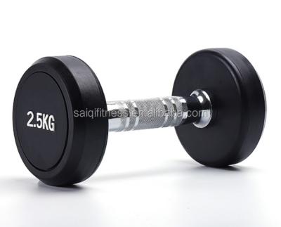 China rubber covered dumbbell Logo Round Rubber Dumbbell made to order for sale