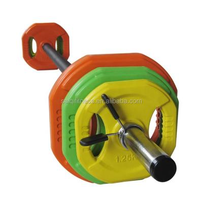 China Weight Lfiting Factory Direct Sale Colorful Rubber Weightlifting Barbell Set for sale