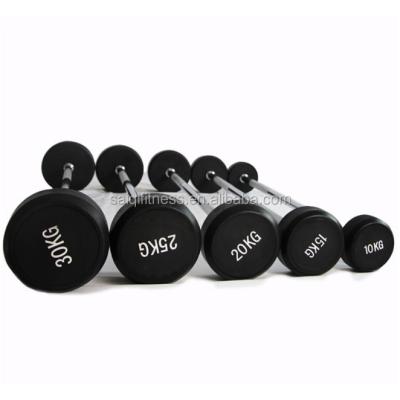 China Weight Lfiting Weight Lifting Barbell Chrome Grip Fixed Rubber Barbell Set for sale