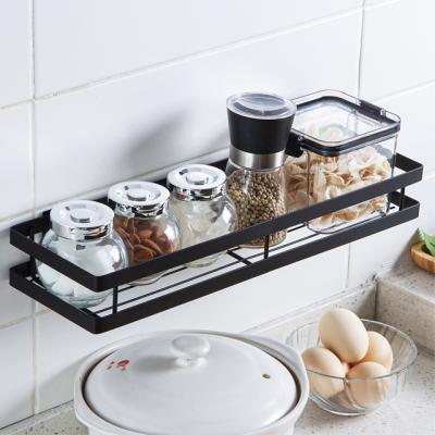 China Durable Durable Matte Black Wall Mounted Seasoning Shelf Drain Rack Storage Rack for sale