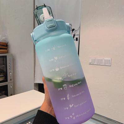 China 2000ML Stocked With Straw Large Capacity Sports Bottles Water Cup With A Scale for sale