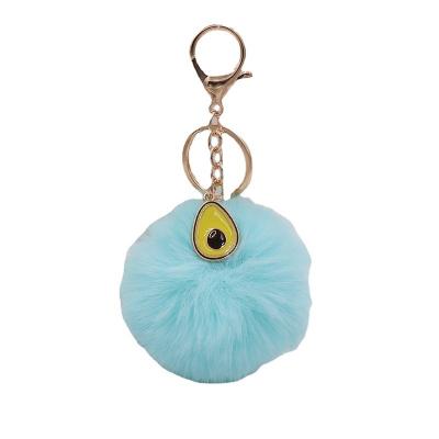 China Gift children play keychain pendant 2022 new dripping alloy oily fruit ball hair avocado accessories plush pendant for sale