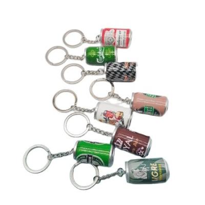 China High Quality Simulation Canned Beer Key Chain Boy Men Beer Can Keychain Trinket Couples Cool Backpack Decor Jewelry Car Key Accessories Pendant for sale