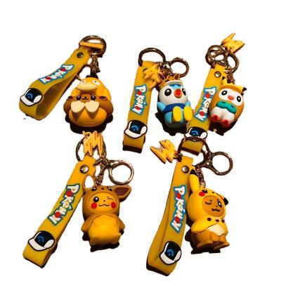 China High Quality Cartoon 3d Doll Cartoon Children's Day Gift Cloak Pikach Duck Pok Monday Pendant Keychain Small Animation Psy Pendant Bag for sale