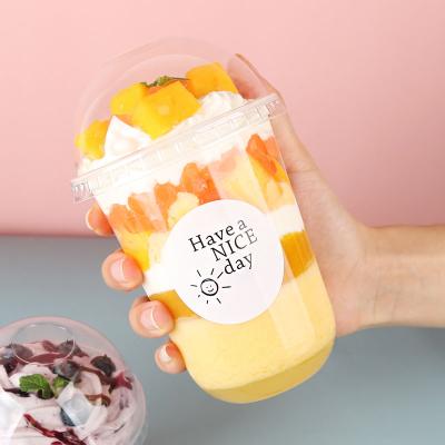 China Custom Logo 16oz Disposable Custom Transparent Hot Cold Coffee Drinking PP Beverages Bubble Tea Juice Cups for sale