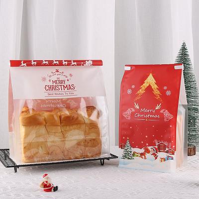 China Wholesale 450g Christmas Toast Paper Bag Sandwich Bakery Bread Wrapping Paper Disposable Custom Tin Tie Bag With Window for sale