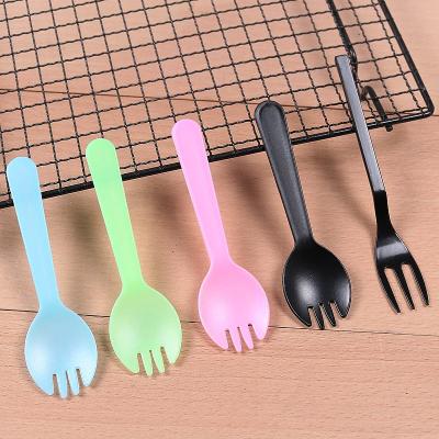 China Disposable Separate Packing Plastic Spoon And Fork Picnic Part Of Outdoor Events Use Disposable Tableware Cutlery Plastic Fork Spoon Spork for sale