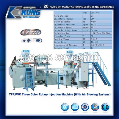 China Três colorem a máquina giratória da injeção de TPR, única máquina de múltiplos propósitos do PVC à venda