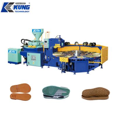 China 12 Werkplekken Pvc slipper zolen maken Machine Volledig Automatische Rotary Plastic injectie gietmachine Te koop