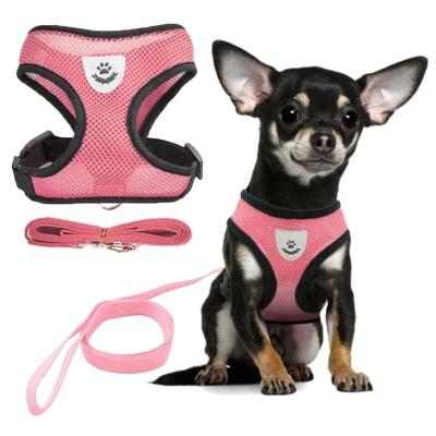 China Dogs Puppy Harness Collar Cat Dog Adjustable Vest Walking Lead Leash Polyester Mesh Harness For Small Medium Soft Breathable Pet Stocked for sale