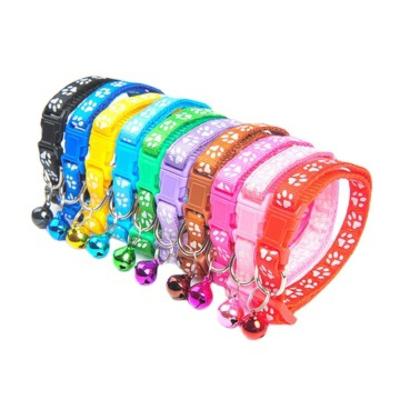 China Personalized Adjustable Buckle Cat Collar Pet Supplies Colorful Cute Bell Collar Footprint Personalized Kitten Collar Small Dog Accessory for sale