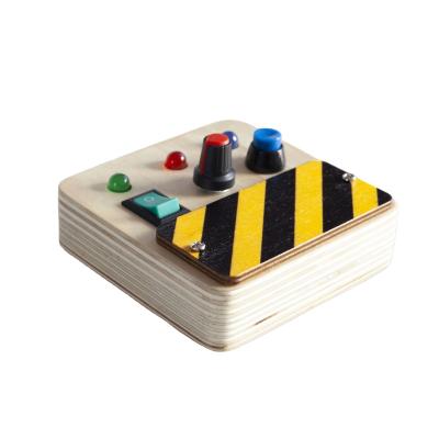 China Busy Activity Board For Baby Custom Sensory Board Switch Box Kids Toy Toddler Wooden LED Light Toy for sale