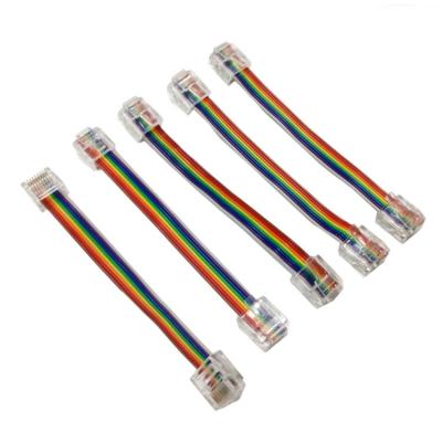 China Custom Home Appliance Wire Harness 10cm 8 Pin RJ45 To RJ45 Flat Cable Rainbow Ribbon Cable for sale