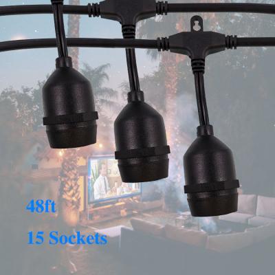 China Garden OEM ODM 48ft 15 USA Plugs Led Decorative Patio Bulb String Lights Indoor Indoor Outdoor (Without Bulbs) for sale