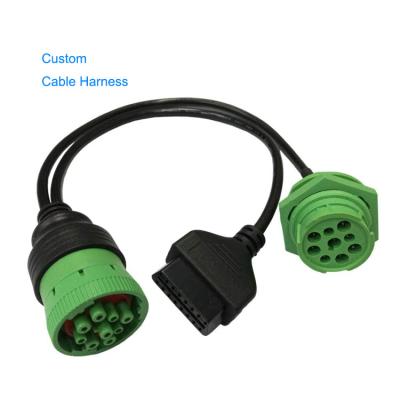 China Heavy Duty J1939 Extension + OBD2 Connector Manufacturer OEM Truck j1939 Code Reader OBD 2 Y Cable for sale