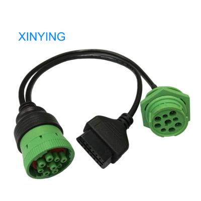 China J1939 Extension + J1939 GPS Cable Truck Splitter Truck OBDII Y Adapter Y-Cable Type2 Interface Truck Green Container OEM Locknut OBD2 Connector Manufacturer for sale