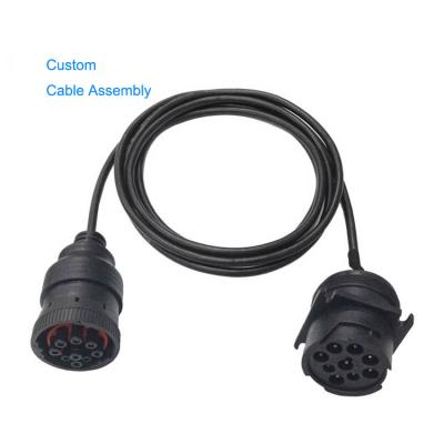 China J1939 / OBD Devices OEM ODM 9Pin J1939 Black Type 1 Male To Female Extension Cable For Car Diagnostic Device for sale