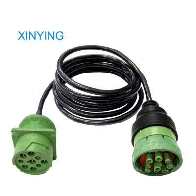 China OEM ODM BOX J1939 9 Pin Braided Protected Custom Green Type - 2 Male & Female Diagnostics Extension Cable for sale