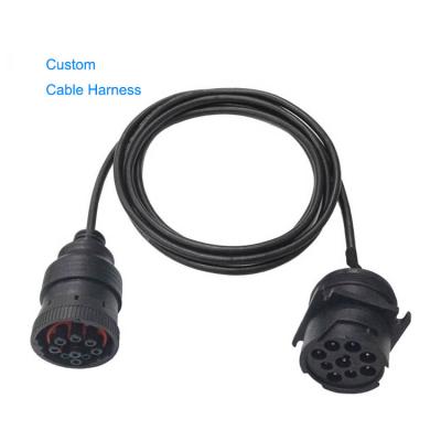 China J1939 / OBD Devices OEM ODM 9Pin J1939 Type 1 Extension Cable 7 Feet Molded Black AWG24 Braided Shielded Connector 9 Pin for sale