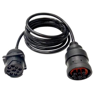 China J1939 / OBD Devices J1939 Type 1 Extension Cable 7 Feet Cast Black AWG24 Braided Shielded Connector 9 Pin for sale