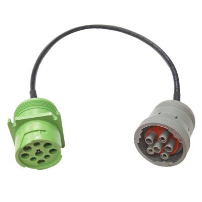 China J1939 Male To Female Green J1708 J1939 9 Pin Male Type 2 To Female 6pin J1708 Adapter Cable Shielded 24AWG j1939 y-splitter cable for sale