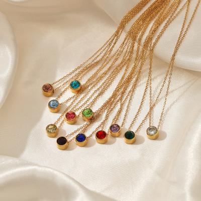 China Natural Stone Gemstone Necklace PVD Bold Casual / Sporty Statement Jewelry Gold Plated Stainless Steel Necklace for sale