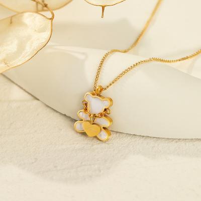 China Wholesale Casual / Sporty Bear Cavity Drop Shipping Drop Shipping Pendant Necklace 18k Gold Plated Stainless Steel Jewelry for sale