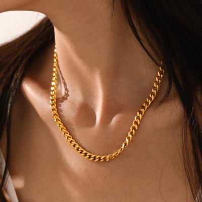 China Bulk 18K Gold Stainless Steel Casual/Sporty Necklace Chain Plated Cuban Stainless Steel Rope Chain Necklace Miani for sale