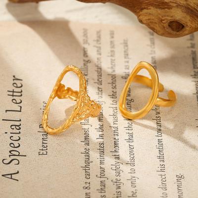 China Sweet Punk Chunky Ring Gorgeous Detailed Gold Bold Ring For Lady 18K Gold IP Plating Stainless Steel Wedding Band for sale