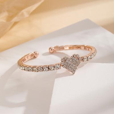 China Adjustable Adjustable Bling Heart Rhinestone Box Chain Link Bracelet Tennis Bracelets Zircon Casual/Sports Jewelry for sale