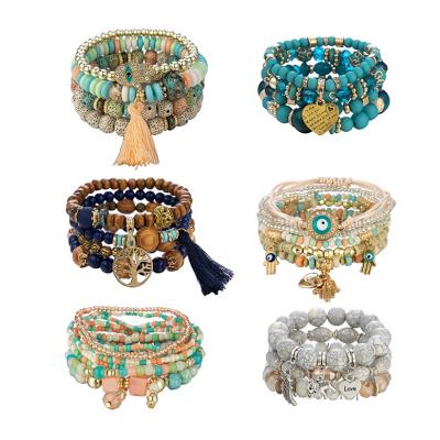 China Hot Sale Boho Casual/Sporty Multi Layer Glass Bead Unisex Bracelet Set Custom Handmade Charm Women Bracelet Adjustable Beaded Wholesale 2023 for sale