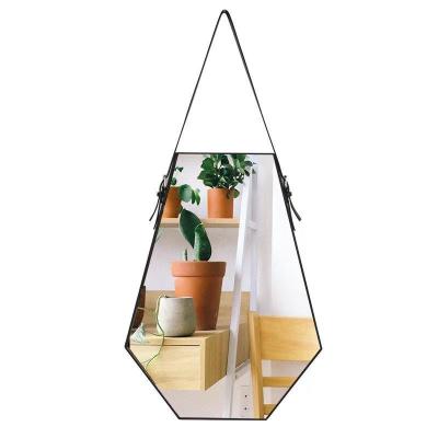 China Art Decor Nordic Belt Bathroom Mirror Wall Hanging Mirror Hexagon Decorative Mirror for sale