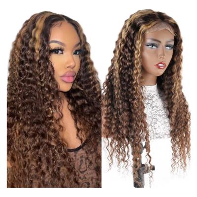 China Brazilian Virgin Hair Lace Front Highlight Wig Full Body Wave Good Luck Wholesale Highlight Hair Frontal Lace Wigs With Preplucked for sale