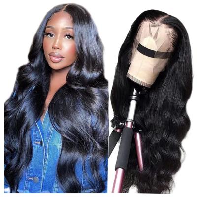 China Good Luck 13x4 Hd Full Lace Front Human Hair Wigs Hd Deep Wave Body Wave Hair Frontal Wig For Black Women for sale