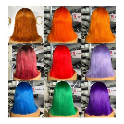 China Ombre Colored Lead Hair Frontal Wig Drawn Superb Deep Black Straight Wave13*6 Lace Front Lead Wigs Good Luck Double Red Lace Hairstyle for sale