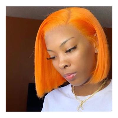 China Wholesale Good Luck Wave Ginger Short 13x4 Lead Wig Cheap Silky Straight Orange Colored Human Hair Virgin Colored Lace Front Wigs for sale