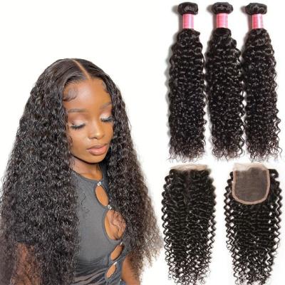 China Straight/Wave/Curly Virgin Hair Good Luck Bundles With Lace Frontal With Water Wave Hair Bundles With Lace Closure For Black Woman for sale