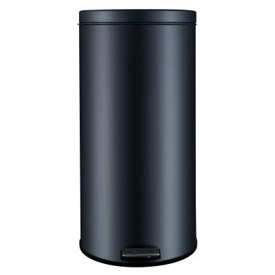 China Durable Two Color Stainless Steel Pedal Good-selling Black And White Round Trash Can for sale