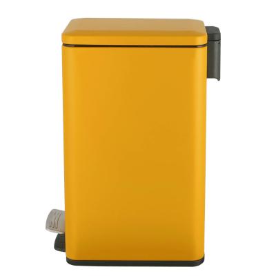 China Factory Price Sustainable Black And Yellow 15L Rectangular Pedal Trash Can for sale