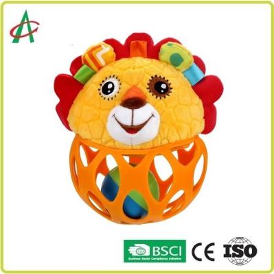 China Food Grade L14cm Baby Plush Rattle Hand Fine Movement Training for sale