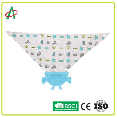 China CE Modern Baby Bandana Bibs 100% Cotton Silicon With Teether for sale