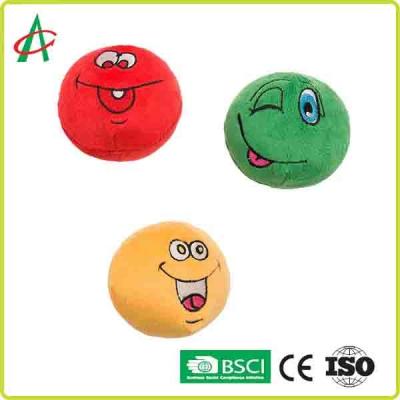 China Custom Ball Shaped Plush Squeaky Small Pet Toys With Different Emoji for sale