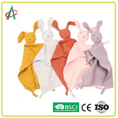 China OEM Muslin Newborn Comforter Toy Organic Cotton Stuffed Animal for sale