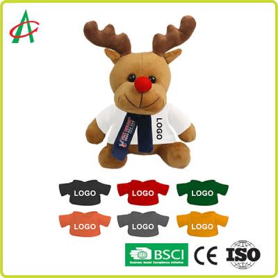 China CPSC 20cm High Red Nose Reindeer Stuffed Animal With T Shirt And Scarf for sale