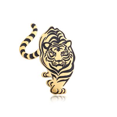 China 2022 fashionable hot selling tiger head male and female badge coat suit drop oil alloy animal brooch for sale