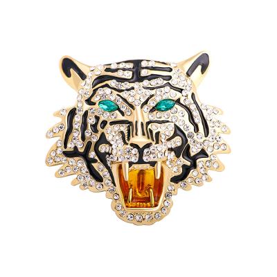 China Fashionable diamond tiger top grade men and women badge coat suit coat oil drop rhinestone main animal brooch for sale